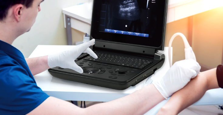 Male doctor performing ultrasound