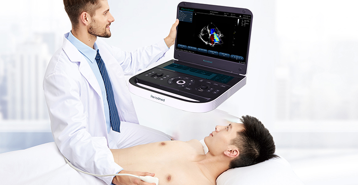 Doctor performing heart ultrasound